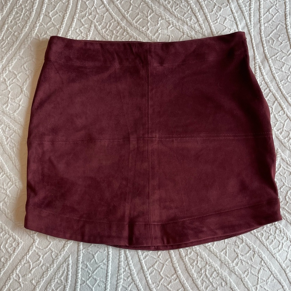 Mud Pie Suede Mini Skirt Maroon - Sz S